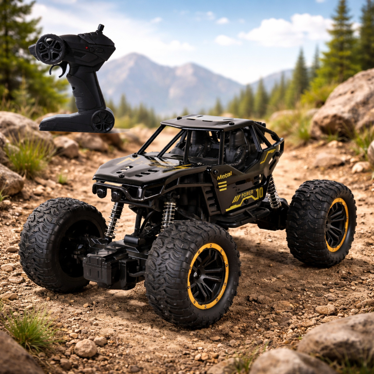 Image of frendo Remote Controlled Rock Crawler RC Monster Truck, 2.4G, 1:18 Scale (Black)