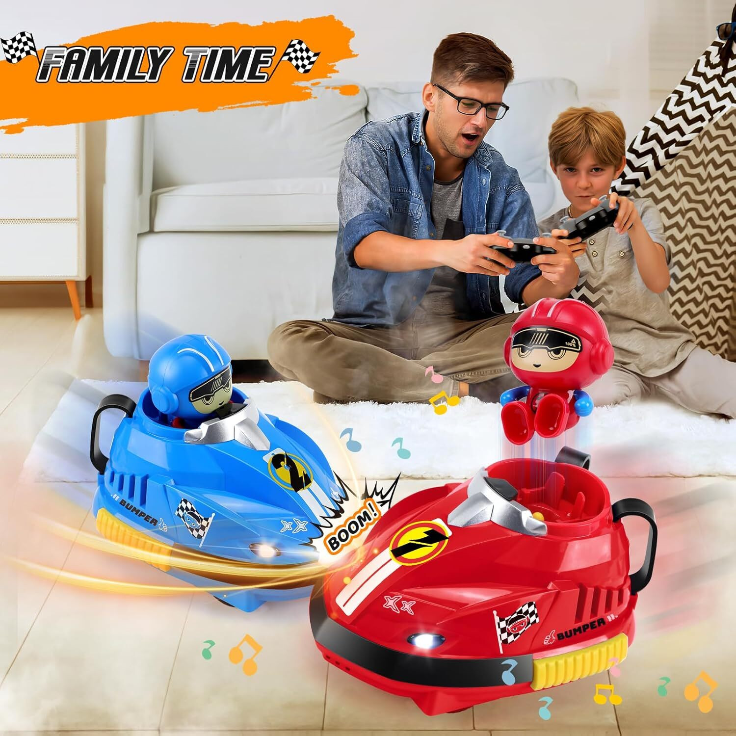 Image of calyxia RC bumper racing car toy set featuring two colorfull cars red and blue toy