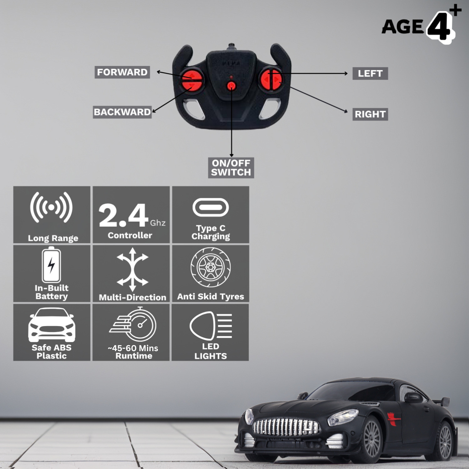 Image of frendo High Speed 1:24 Rechargeable C type charging Mini Remote Control Racing Car AMG