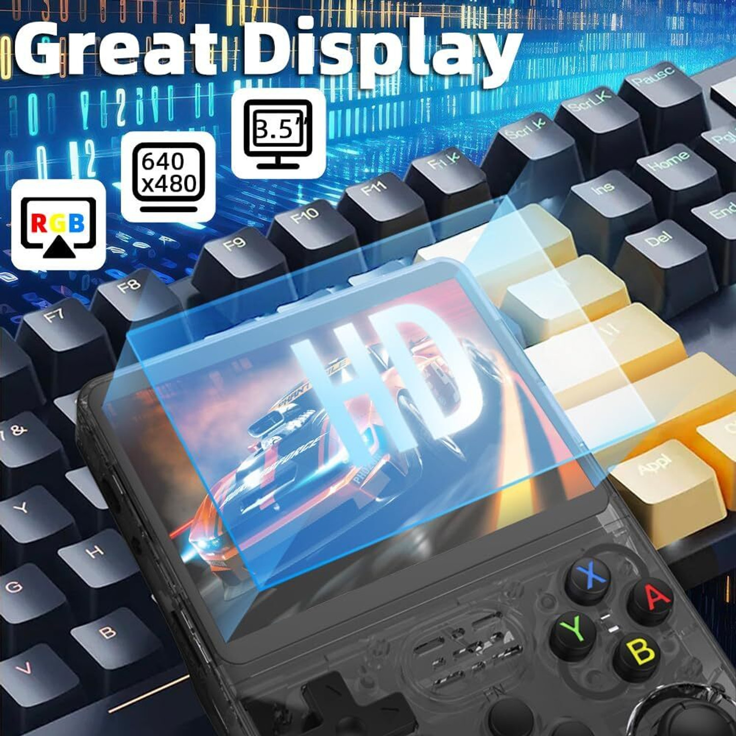 Image of Cubonic Xplore R36S Dual Joystick, 3.5 inch HD Display, Quirky Look & Expandable Storage Wi-fi Gamepad