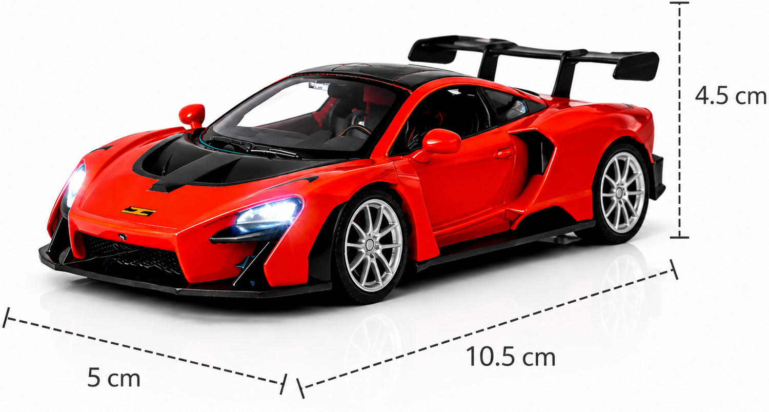 Image of crezor toys McLaren Senna 1:36 Scale Die Cast Metal Pullback Toy Car with Light & Sound