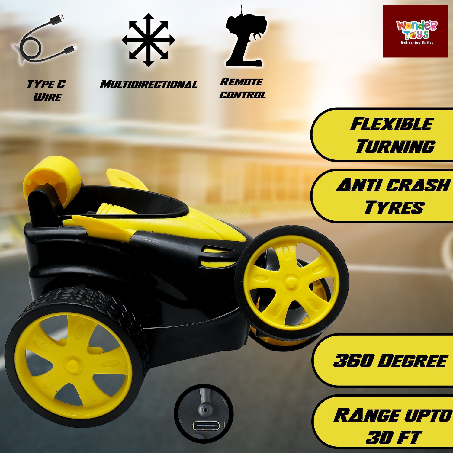 Image of Wonder Stunt Flip Rotating & Rolling RC Car for Kids Flexible Turning FK1