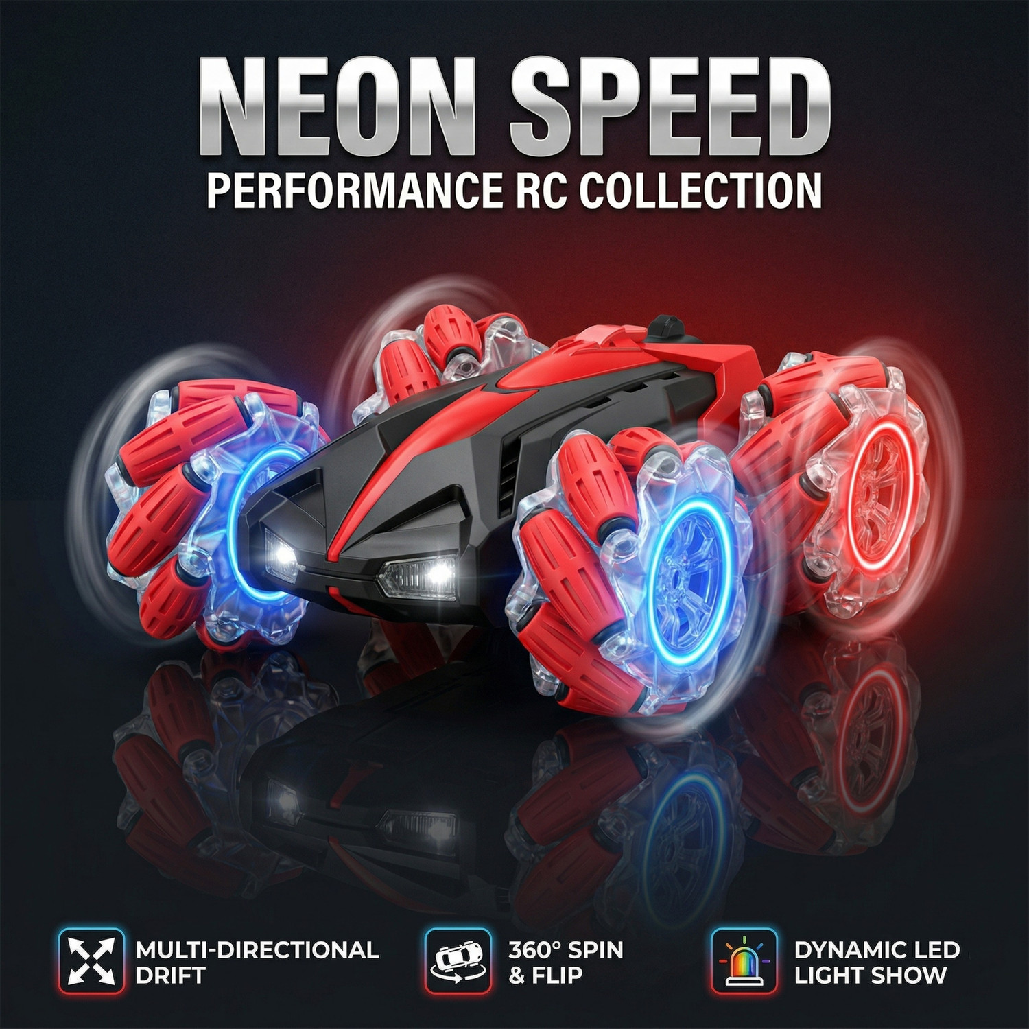 Image of ZUNBELLA 4WD Double Sided RC Smoke Stunt Drift Toy Car 360 Rotation Drift Toy For Kids