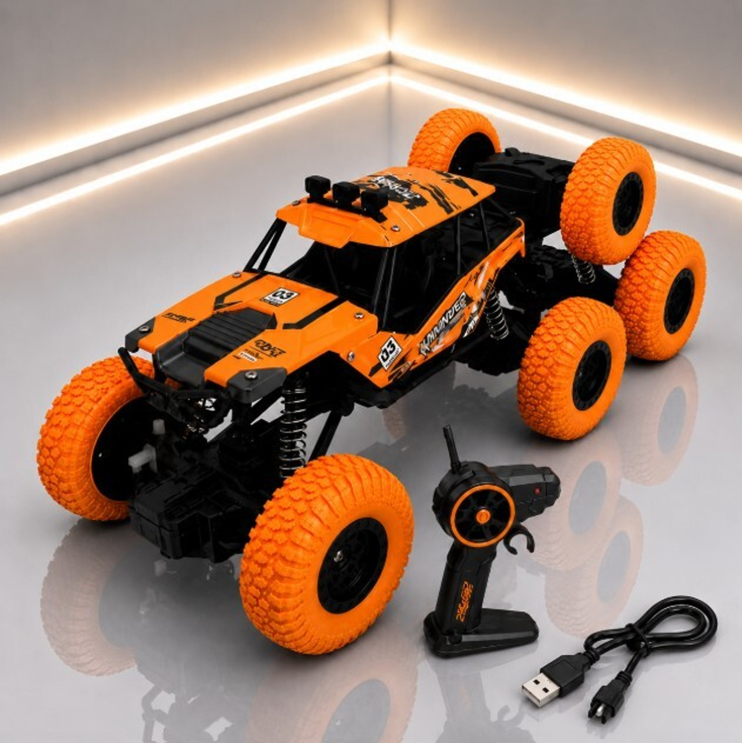 Image of Pepstter 6x6 Off Road RC Rock Crawler Car with Remote, Rechargeable Battery, Big Wheel