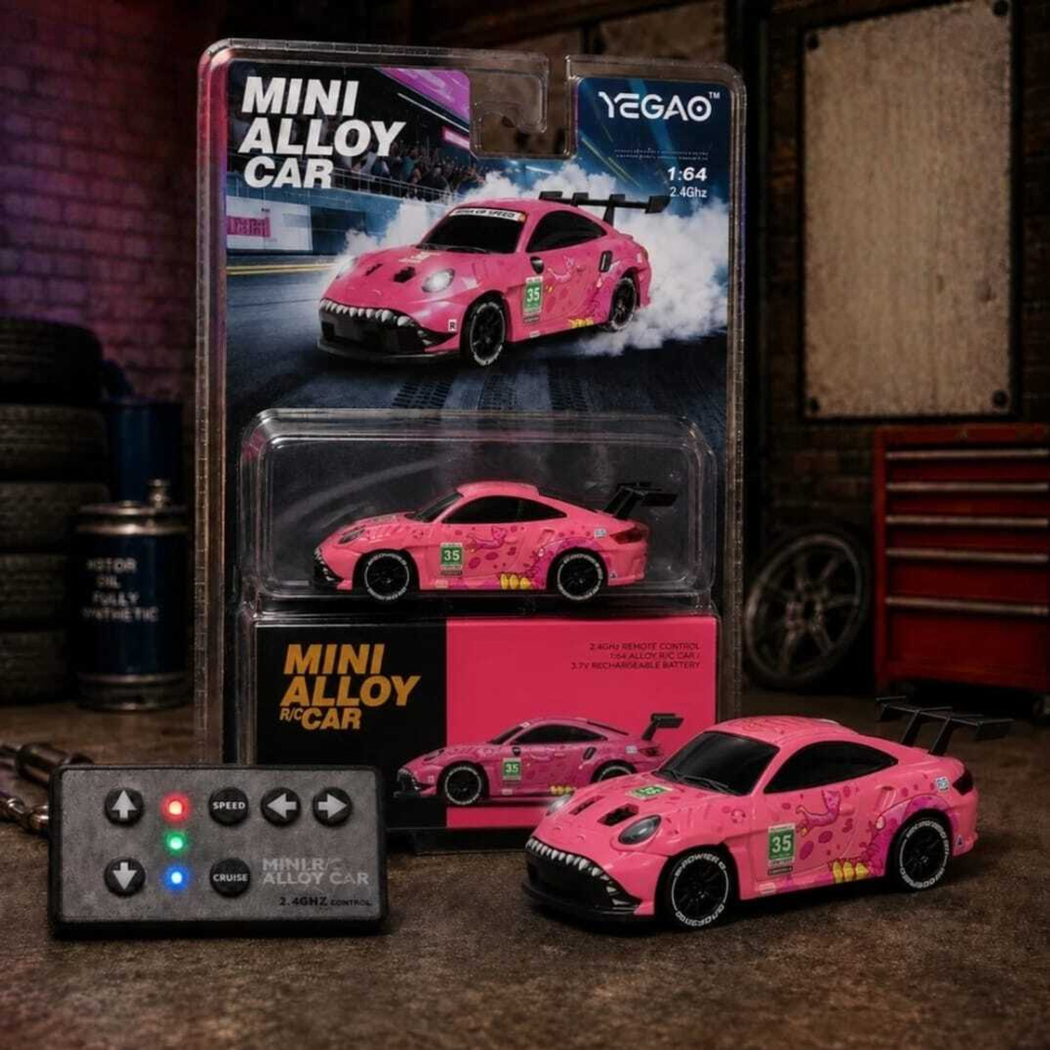 Image of ZHASK New Rare 1:64 Scale Pink Poarsche Alloy Mini R /C Racing Car [ Limited Edition] (Pink)
