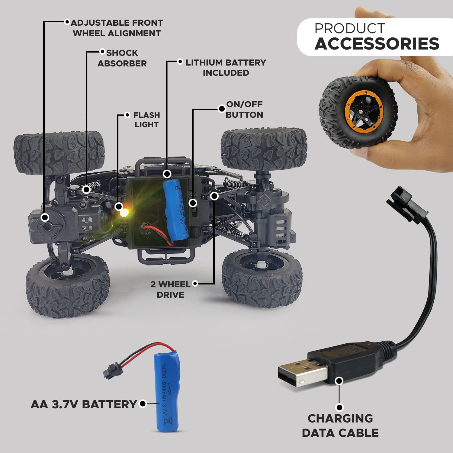Image of Khilaunewala Rechargeable Off-Road Rock Crawler Monster Truck with Mist Smoke