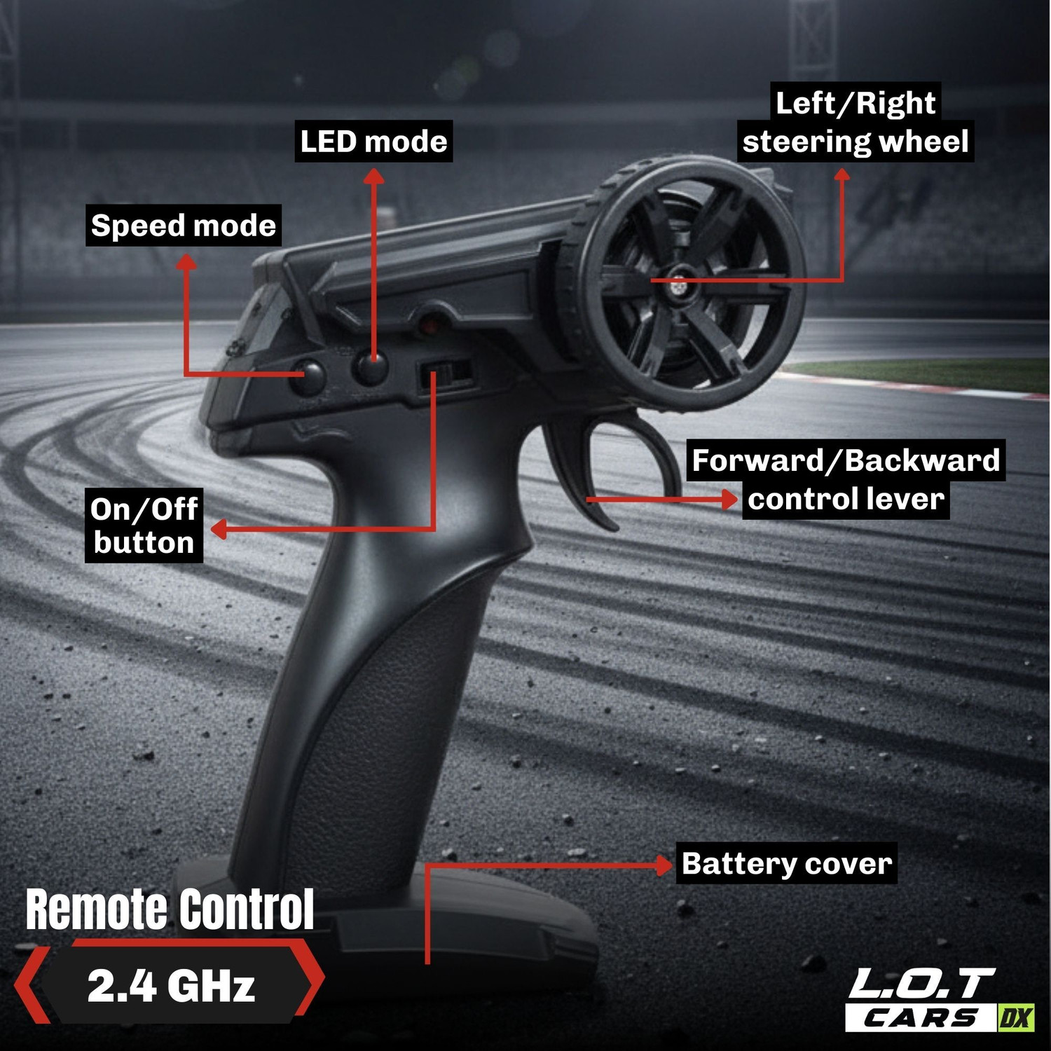 Image of L.O.T CARS Ghost Remote Control Car, 20Kmph, 2.4Ghz, Rc Drifting Car 4x4, Multi LED Lights