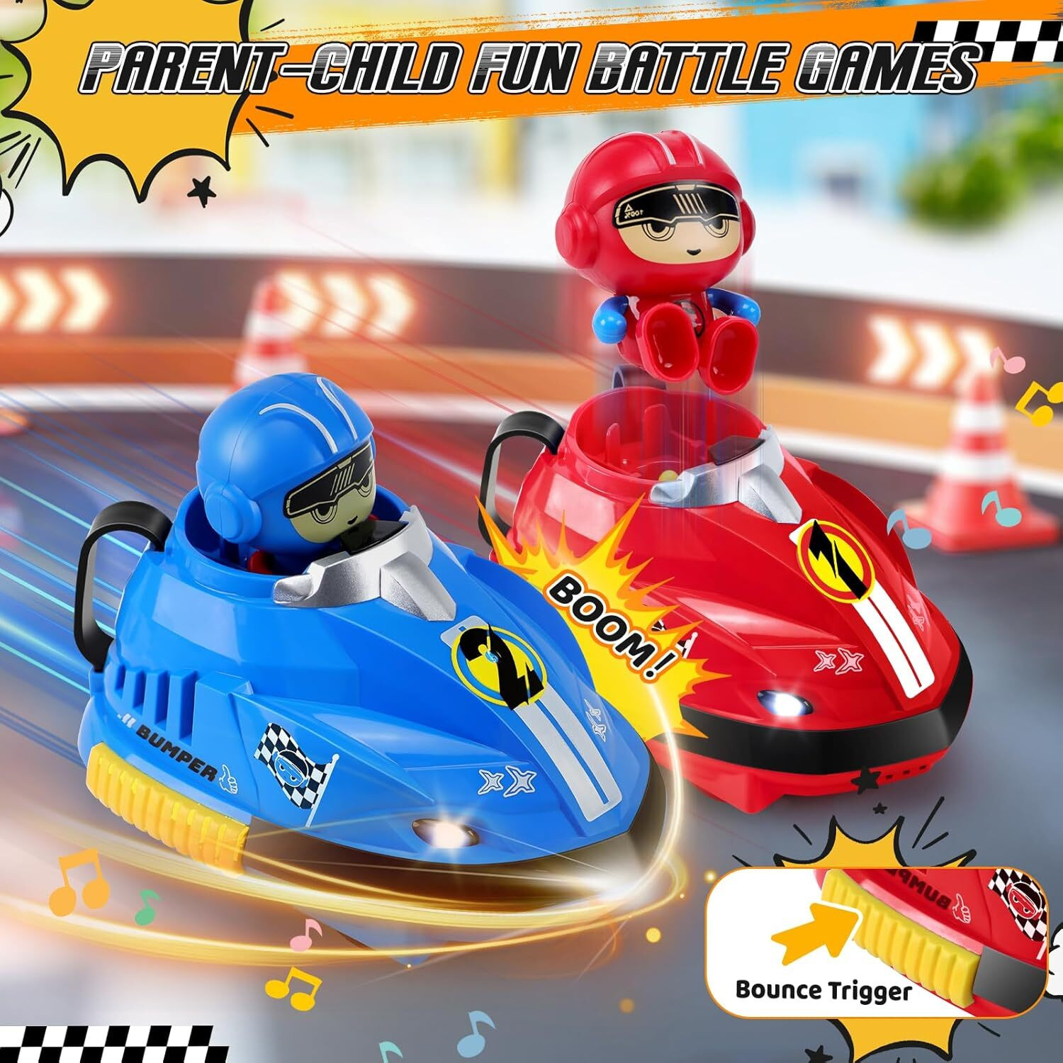 Image of calyxia RC bumper racing car toy set featuring two colorfull cars red and blue toy