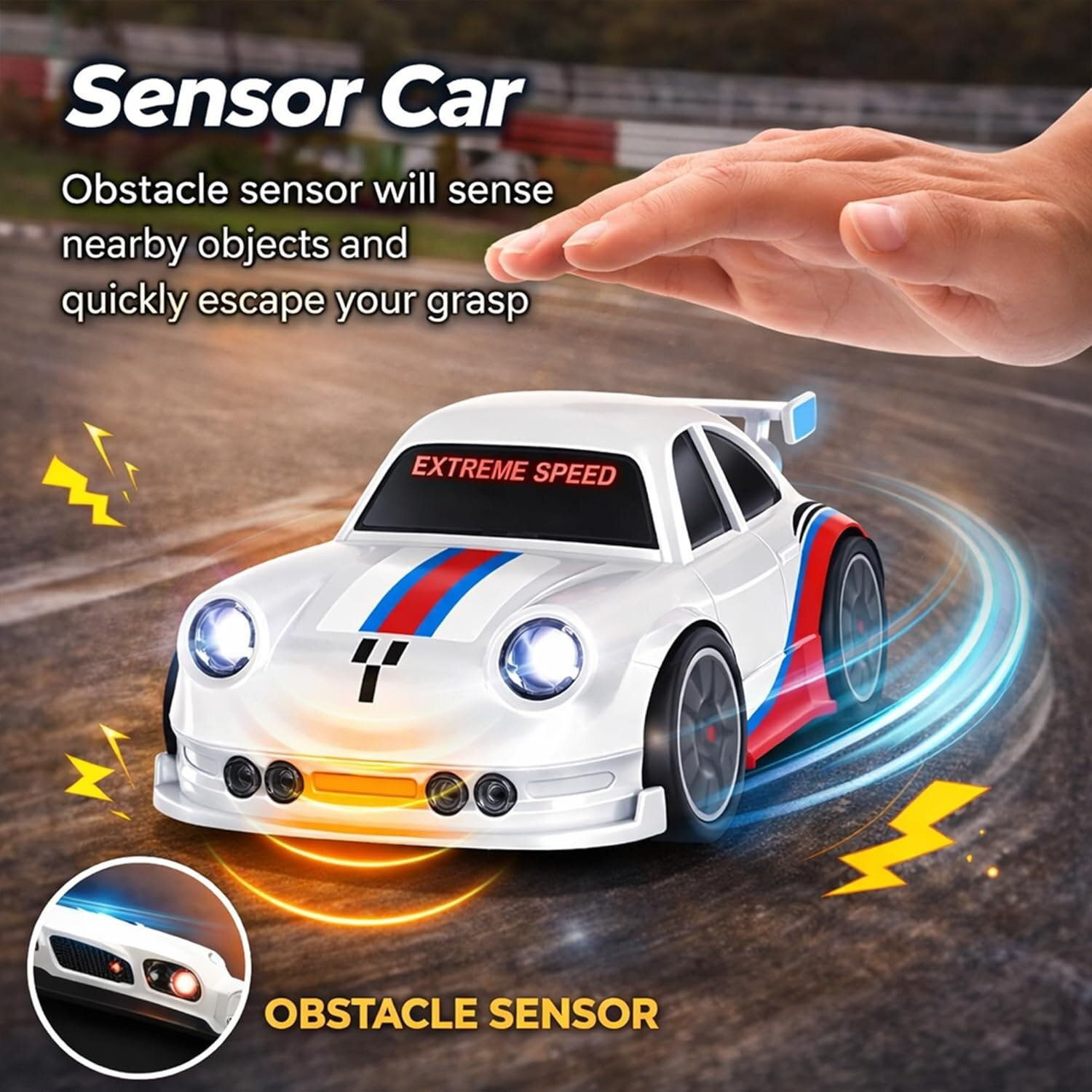 Image of PRINERI Mini RC Drift Car with Sensor Follow Escape Mode & Remote Control