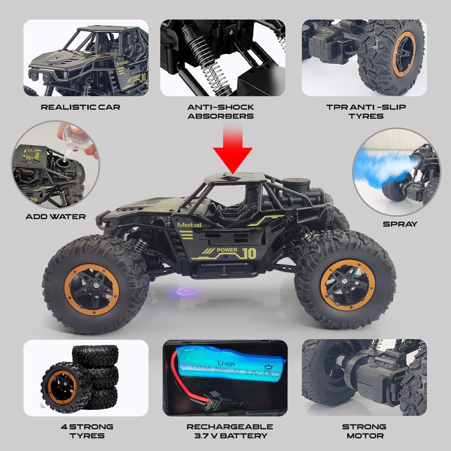 Image of Khilaunewala Rechargeable Off-Road Rock Crawler Monster Truck with Mist Smoke