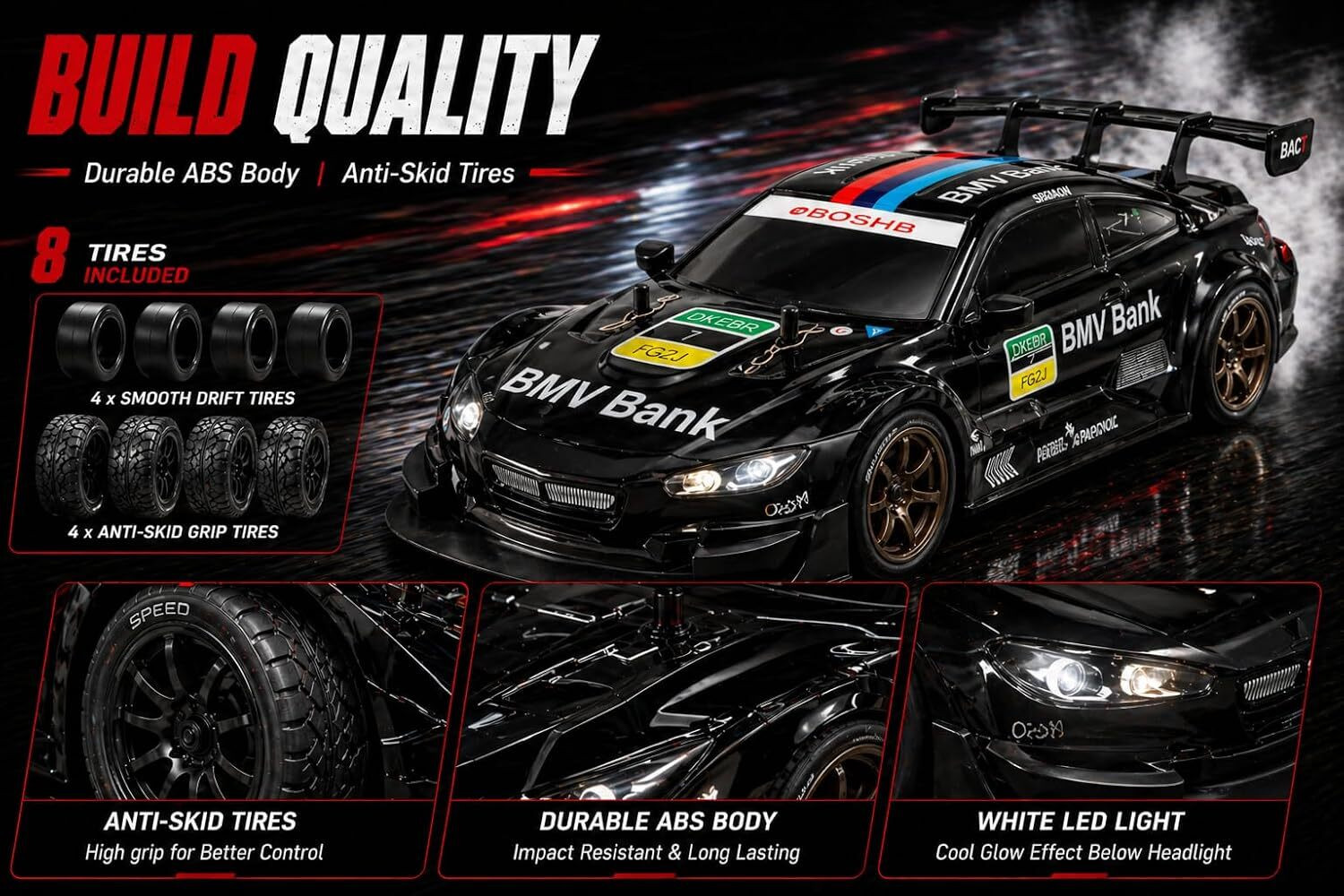 Image of SSE Toy Remote Control F1 Drift Car Hand Control Smoke 2.4GHz LED Lights Rechargeable
