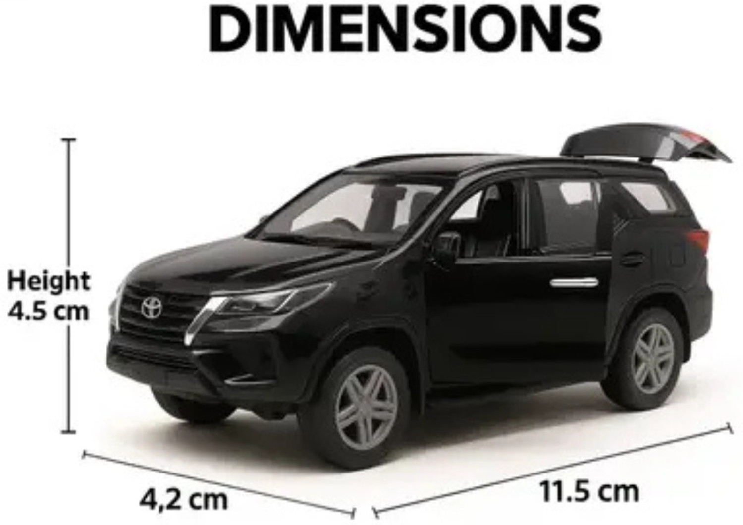 Image of Zenvy Fortuner Toy Car 1:36 Scale | Metal Die-Cast | Pull Back with Light & Music