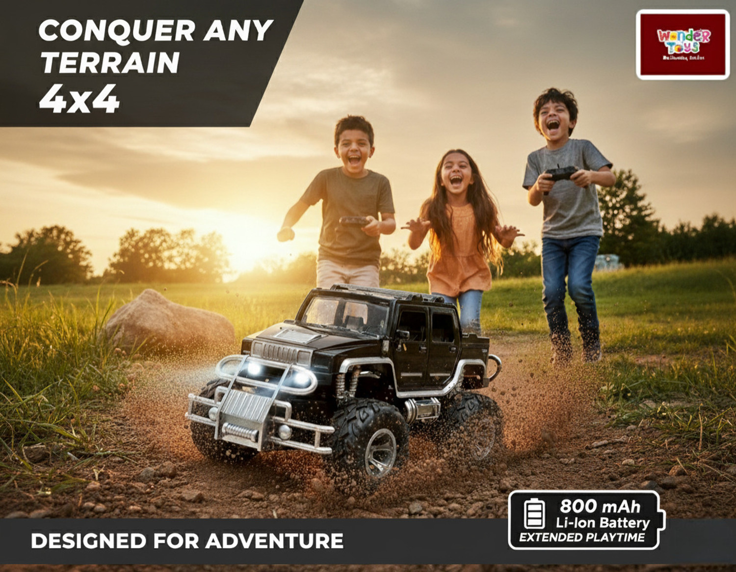 Image of Wonder Toys Warrior Off Roader Rechargeable Remote Control Car|4x4 Monster Truck