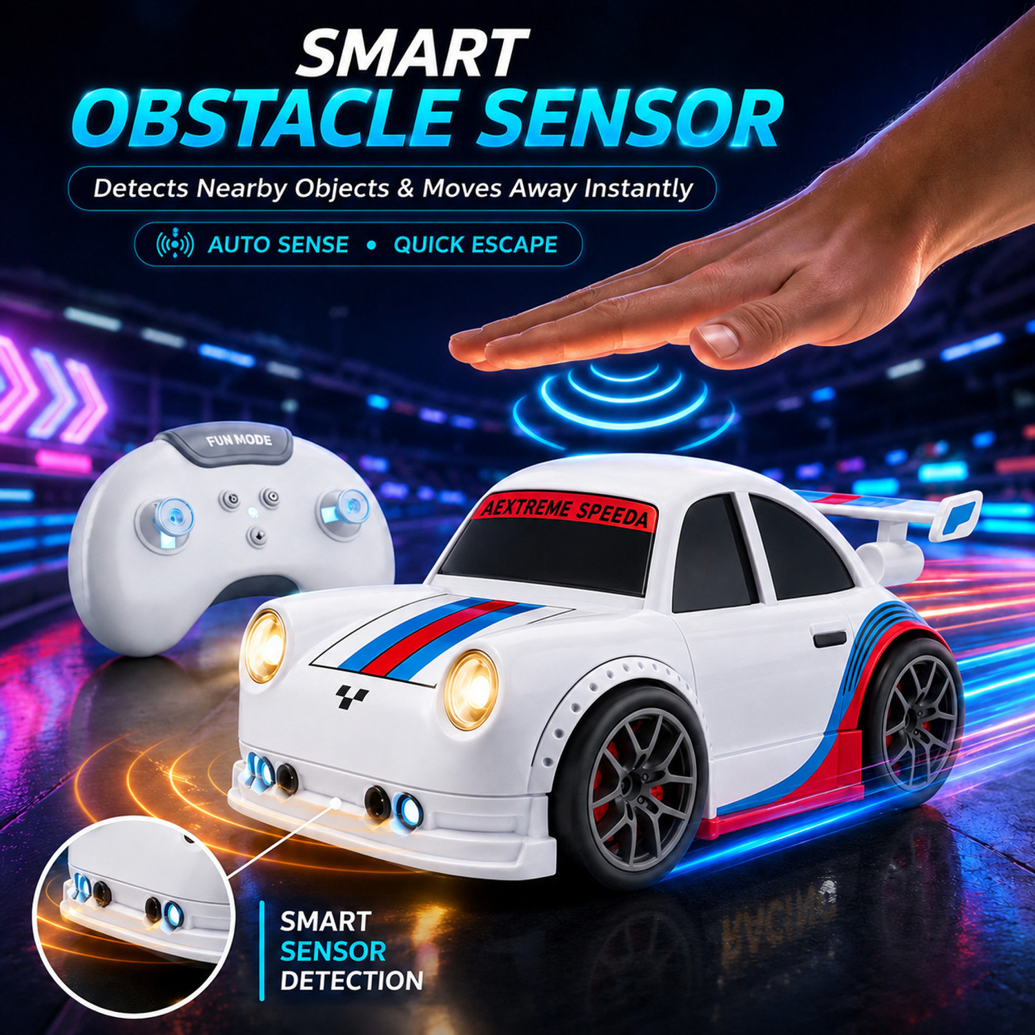 Image of AG INDUSTRY Remote Control Smart Sensor 4WD Drift Car with Follow Me, LED & Music Lights