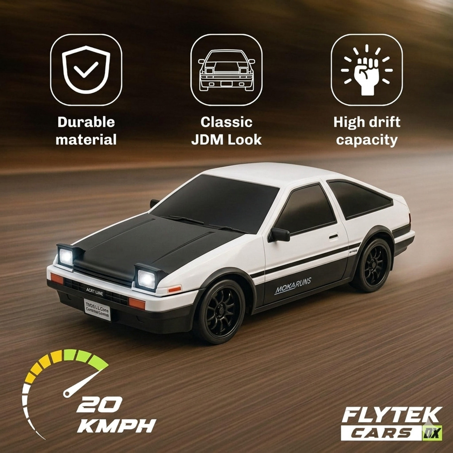 Image of Flytek Drift rc car 4x4 rc drift car for kids remote control car 4x4 with 4 Tyre, Cones