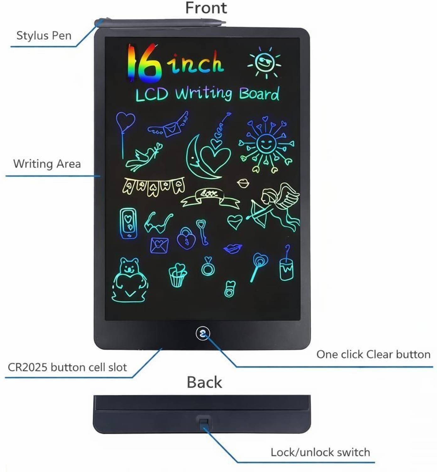 Aneep 16 INCH LCD WRITING PAD Multicolor with Stylus - Image 3