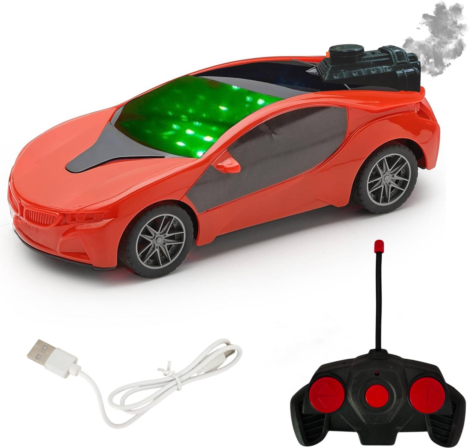 ABYZ Famous Racing Car Remote Control with LED Spray Smoke, Age 3+ Years (Red)