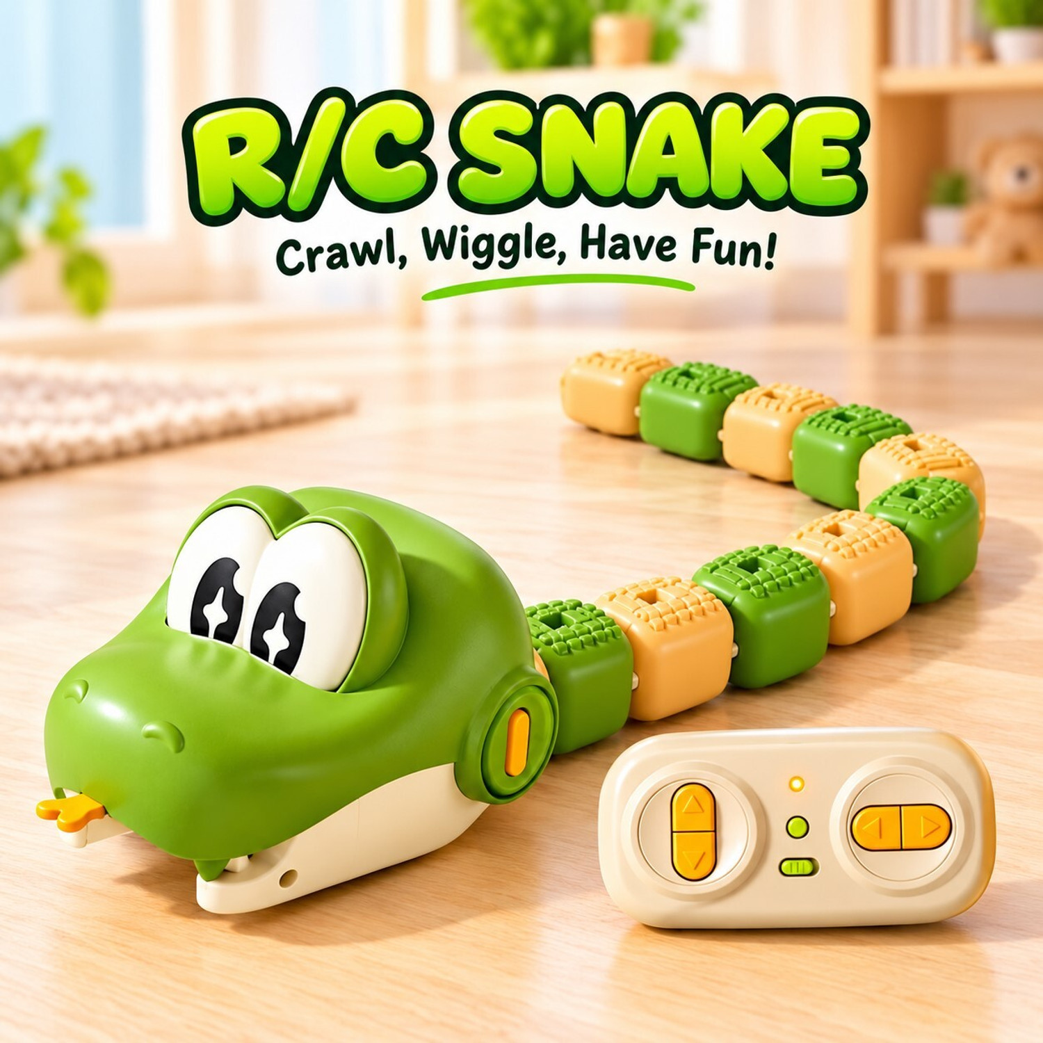 Image of OPINA Magnetic Hungry Snake RC Remote Control Game with Building Blocks (Multicolor)
