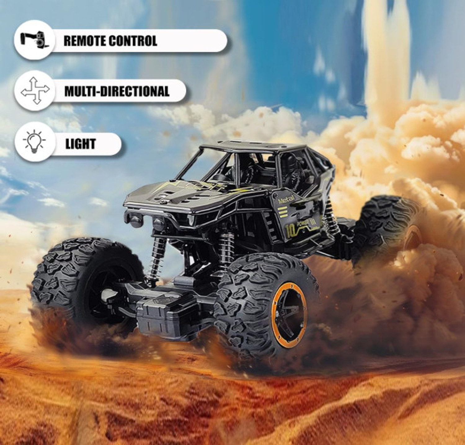 Image of APJ enterprise Rechargeable Remote Control Monster Truck RC Car Off Road Rock Crawler for Kids