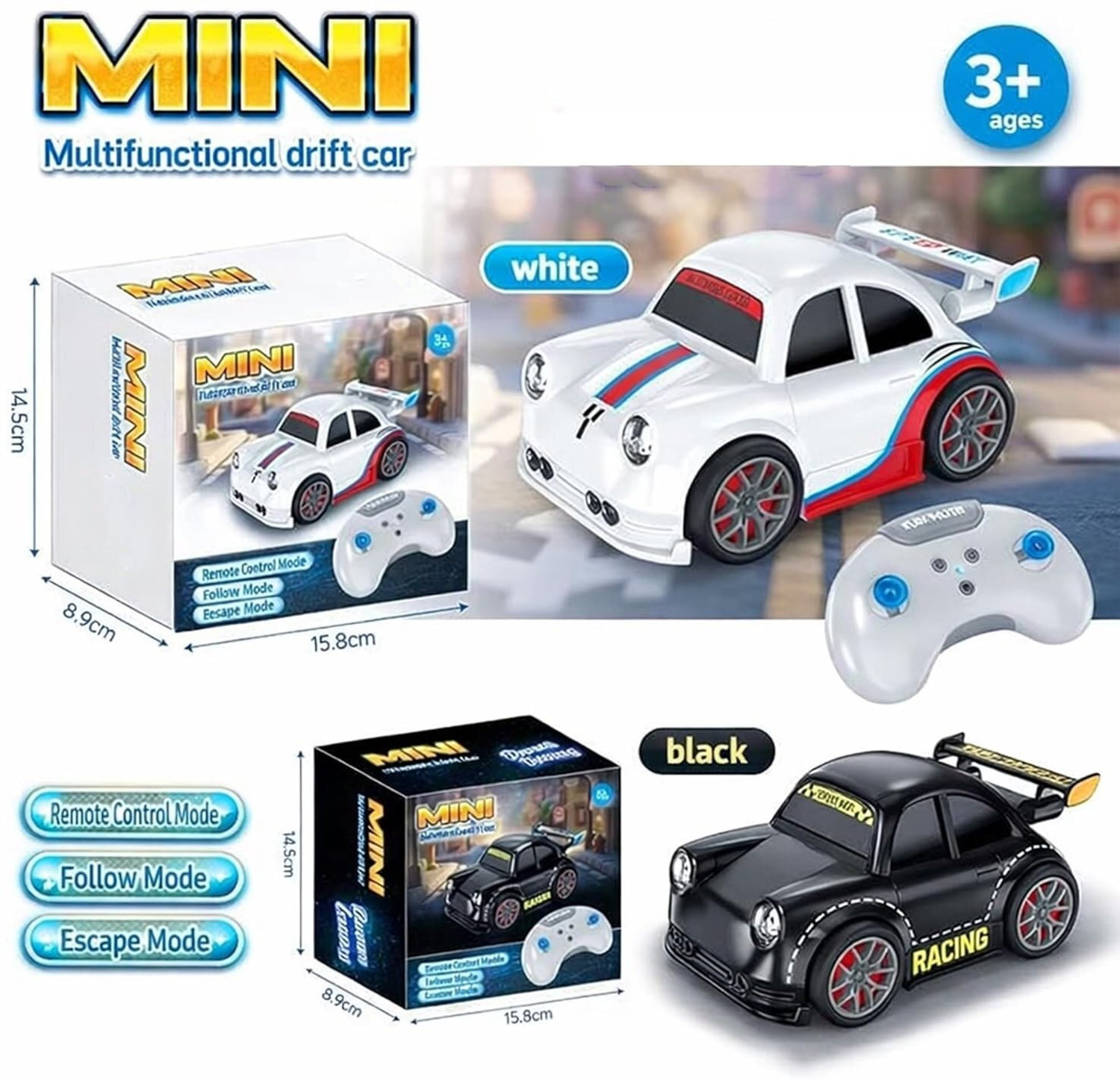 Image of PRINERI Mini RC Drift Car with Sensor Follow Escape Mode & Remote Control