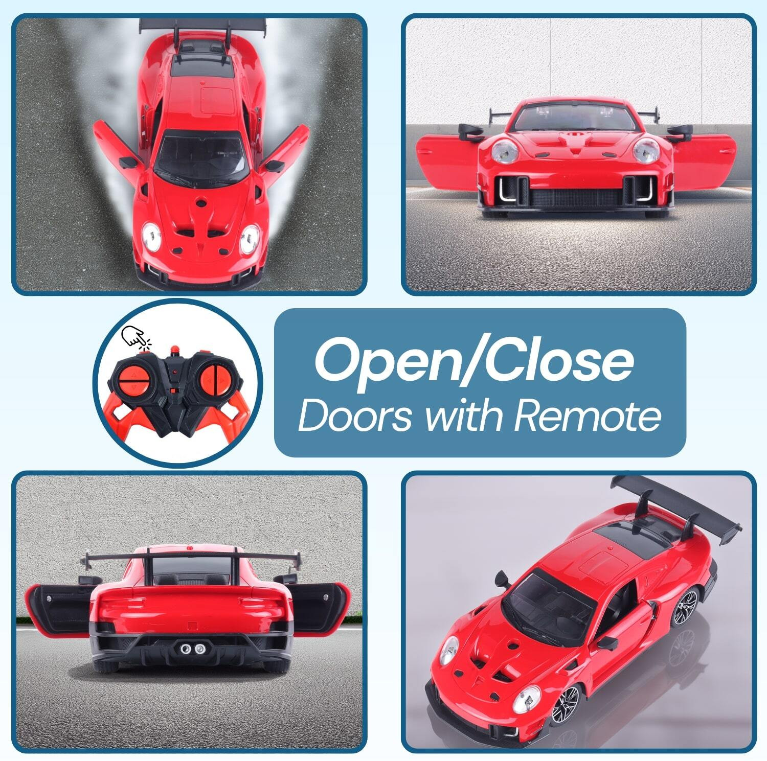 Image of frendo Door Opening Rechargeable RC Car 2.4G Remote (100+ ft) Por Red
