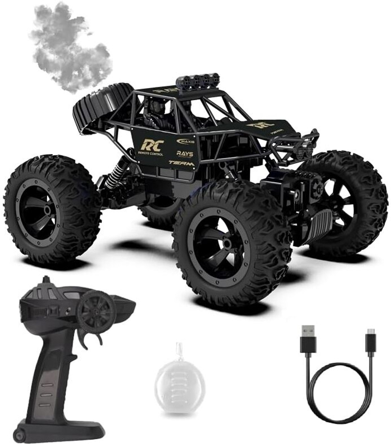 Image of ZUNBELLA Remote Control Rock Monster Car 1:18 Scale Rechargeable Car Toy With Mist Spray