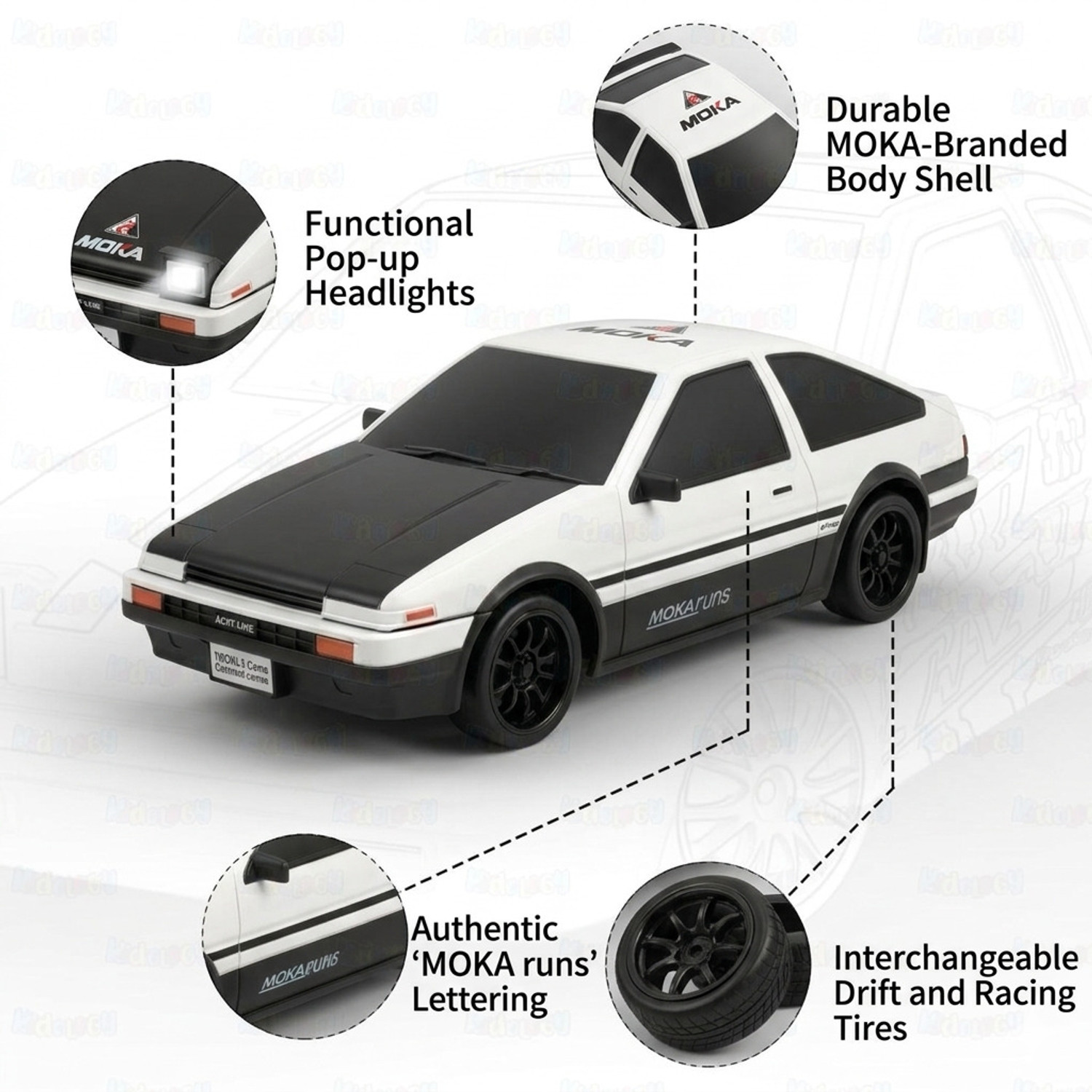 Image of Flytek Drift rc car 4x4 rc drift car for kids remote control car 4x4 with 4 Tyre, Cones