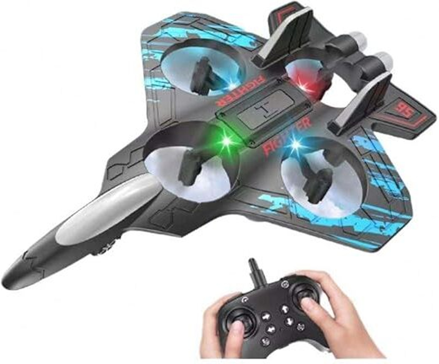 Image of se hub LED RC Fighter Plane 2.4GHz Easy Fly Jet with 360 Stunt Roll