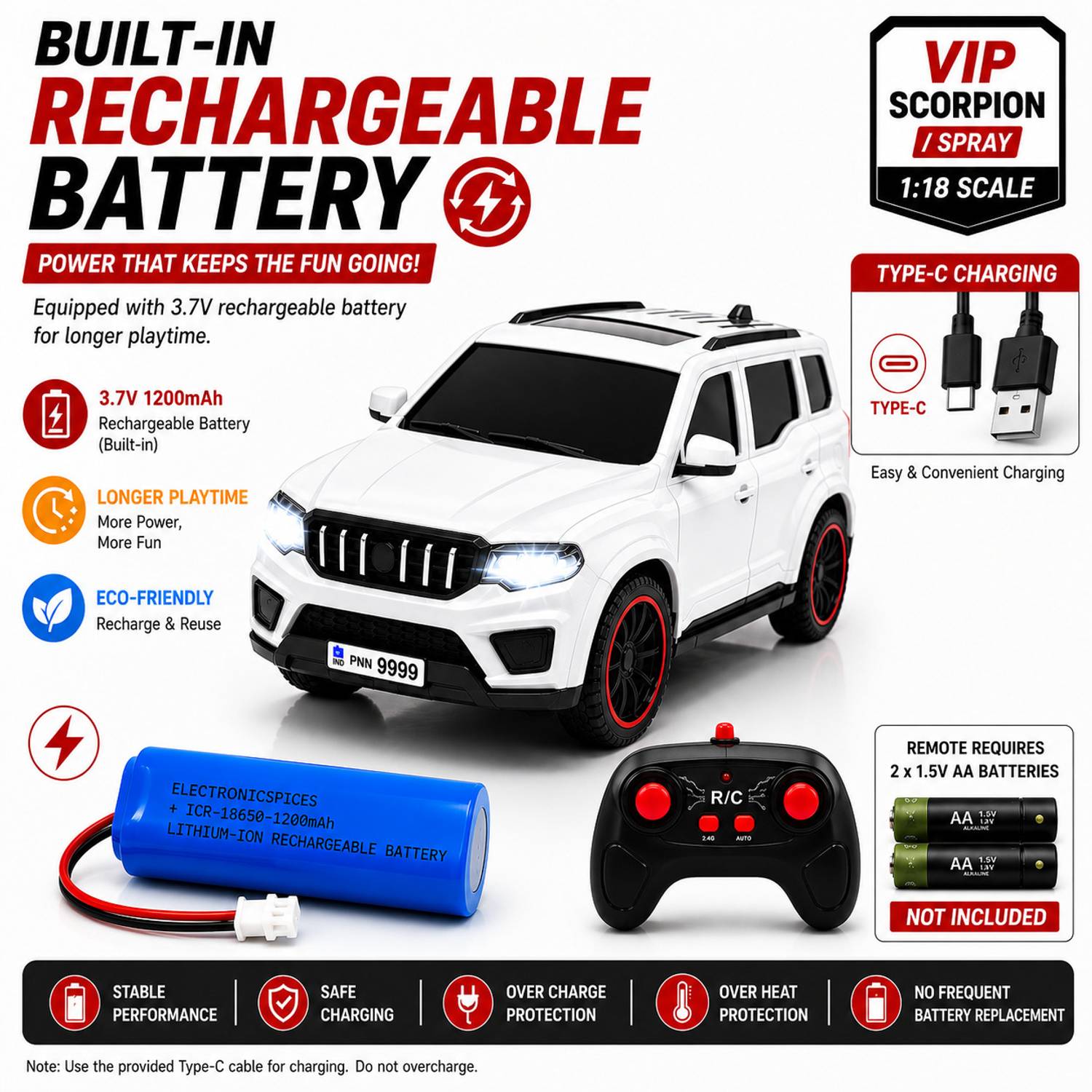 The Flyer's Bay RC SUV Car for Kids, 1:18 - Image 4