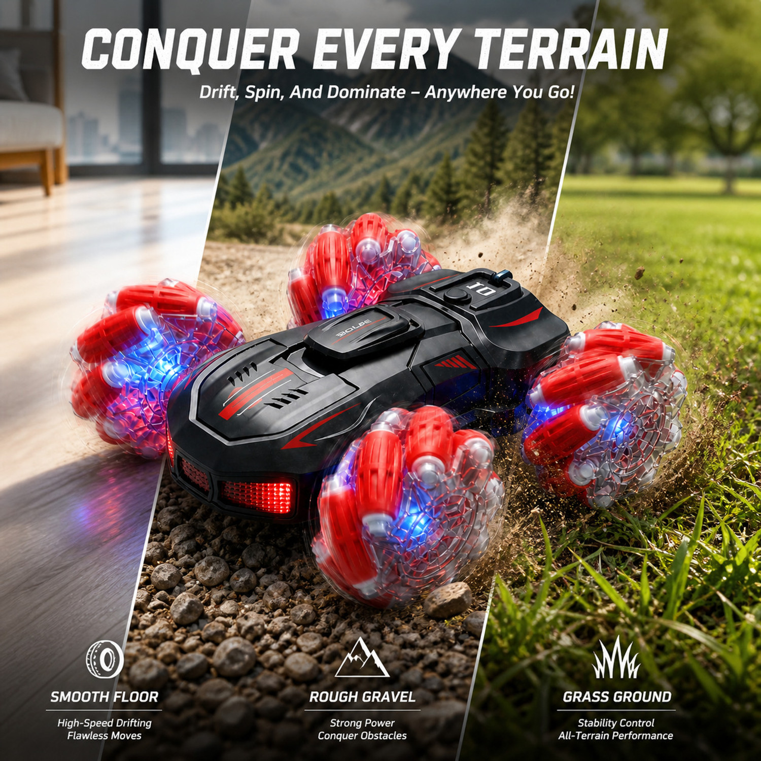 Image of ZUNBELLA 4WD RC Stunt Car 360 Degree Rotating Dual Sided Climbing With Smoke Effect