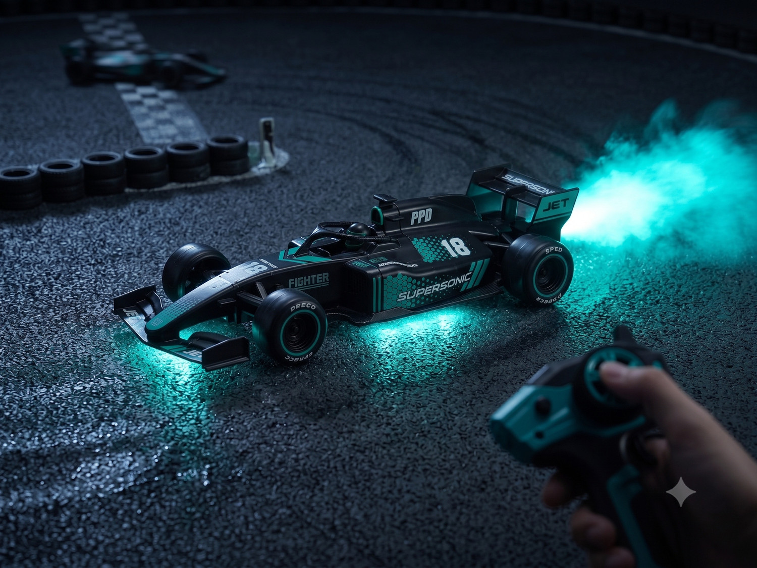 Image of Autonexus F1 Remote Control Drift Racing Car with Mist Spray Smoke Effect & LED Lights