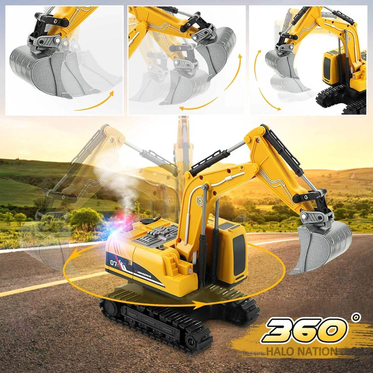 Image of HALO NATION 11 Channel RC Excavator Rechargeable Truck With 360 Rotation & Moving Shovel