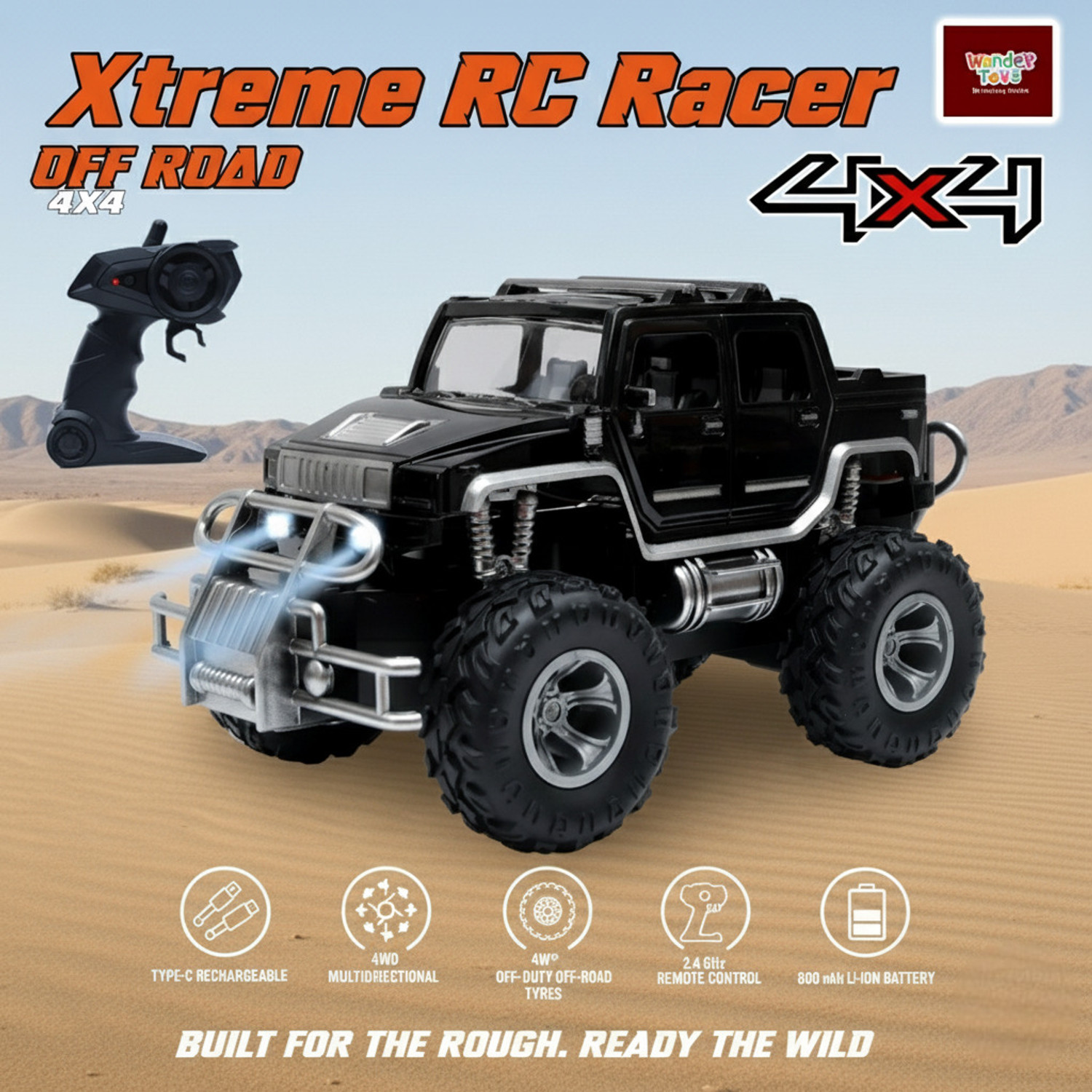 Image of Wonder Toys Warrior Off Roader Rechargeable Remote Control Car|4x4 Monster Truck