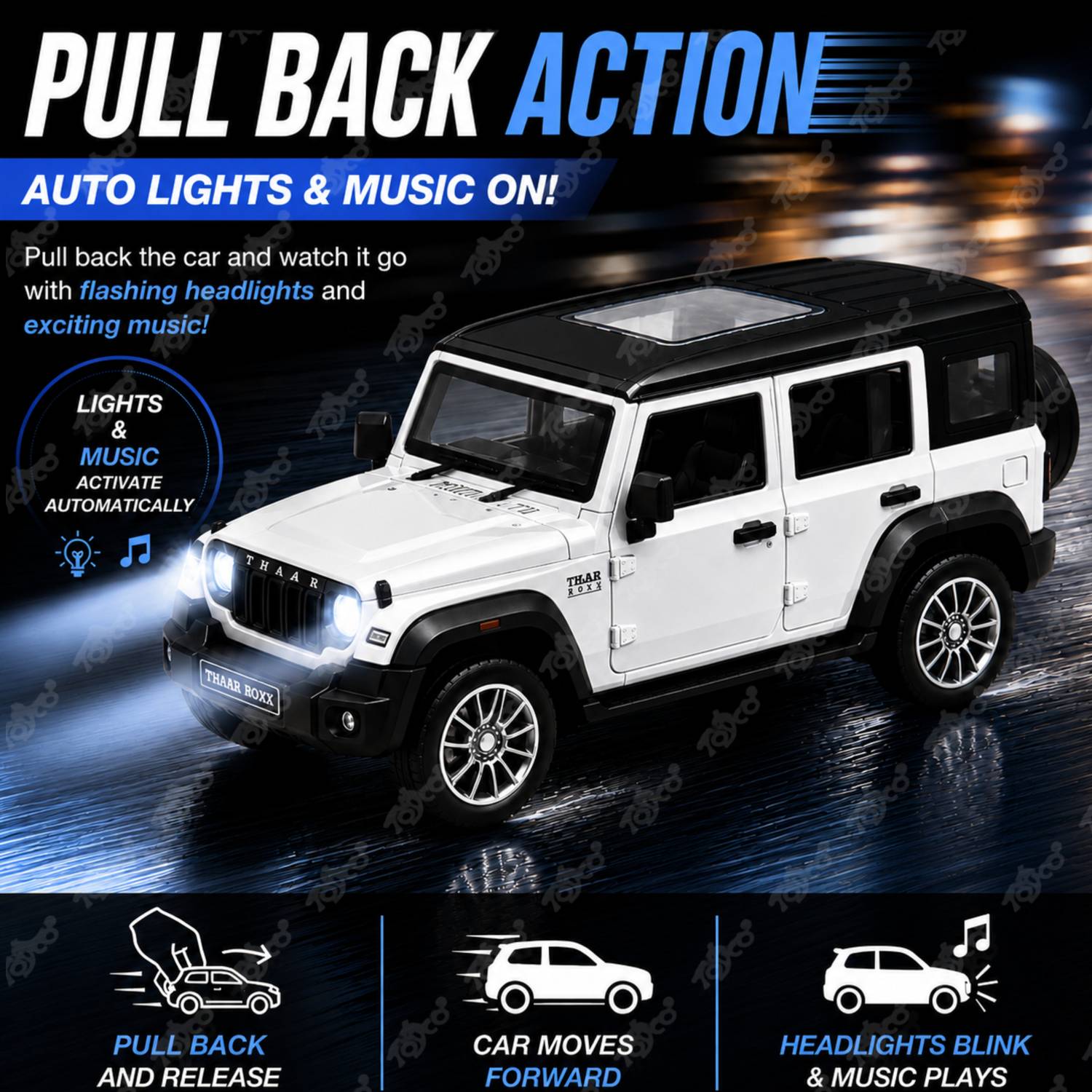 Toyco 1:36 Scale Diecast Thaar Rocks SUV Car Toy - Image 3