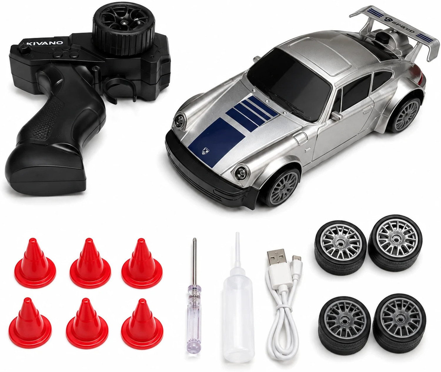 Image of happie cart RC Drift Racing Car for Kids - 2.4GHz Remote Control 4WD Car with LED Lights