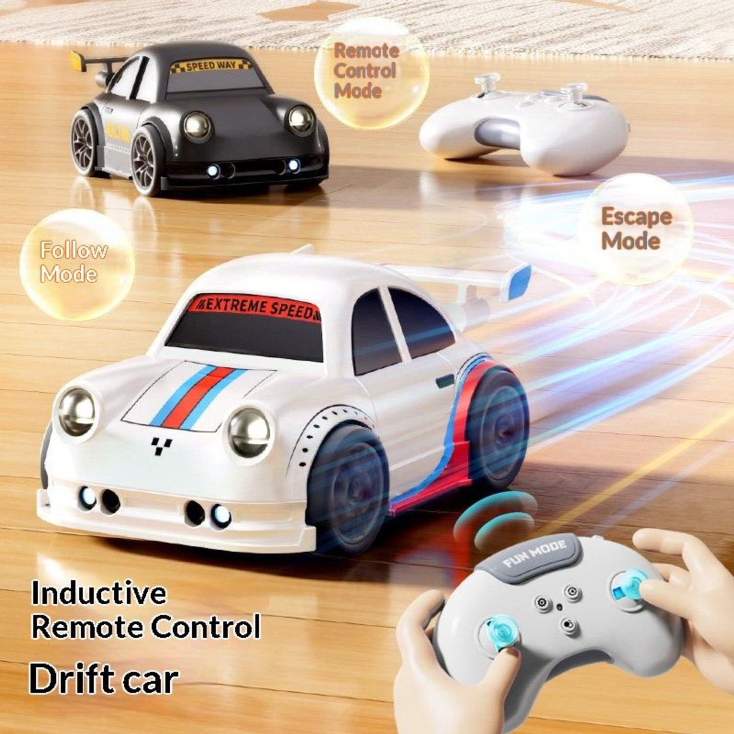 Image of yuvika Remote Control Drift Smart Sensor Drift Car with Led Lights & Music for kids
