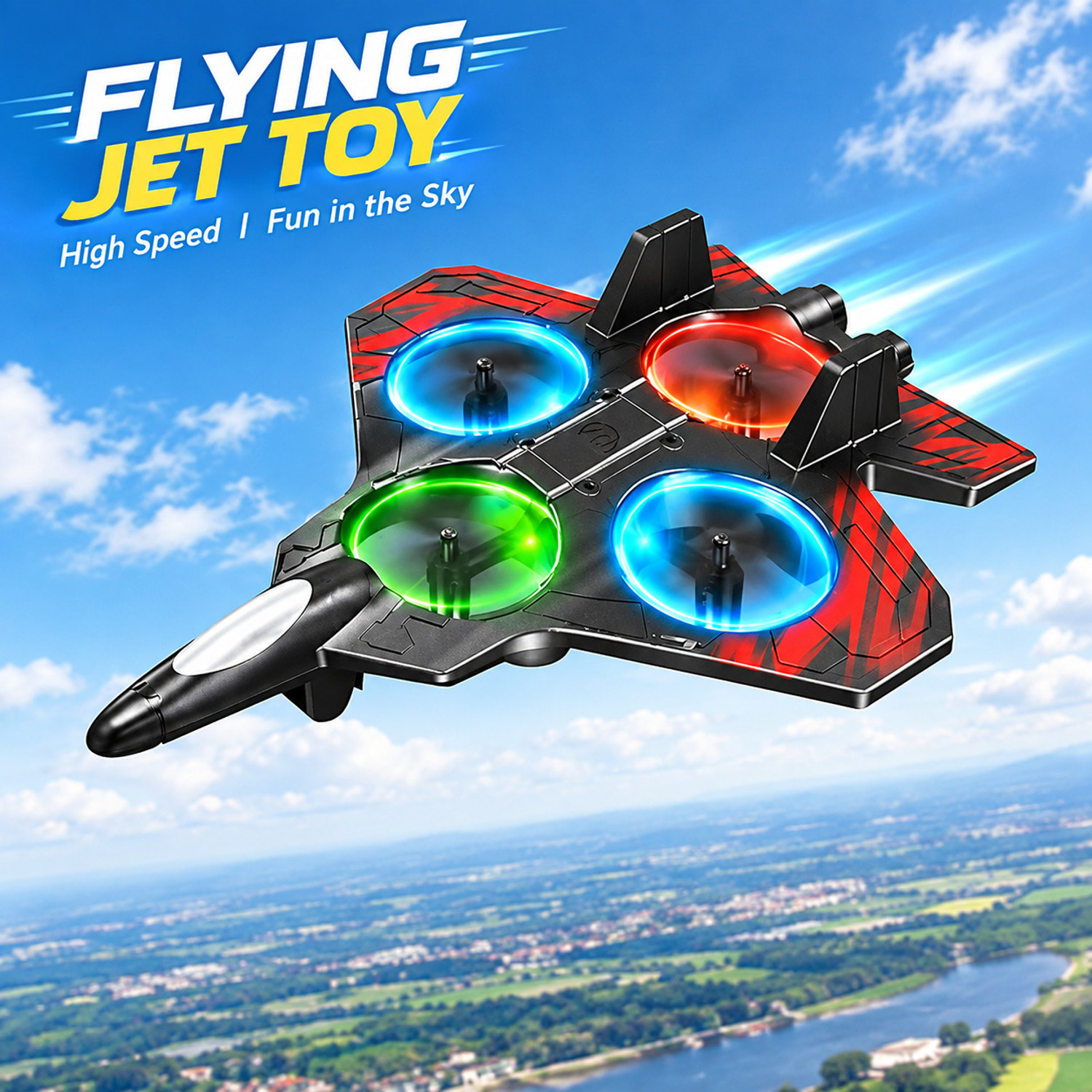 Image of Braintastic Remote Control Airplane 4 Channel RC Aircraft Rechargeable Kids (Grey Black)