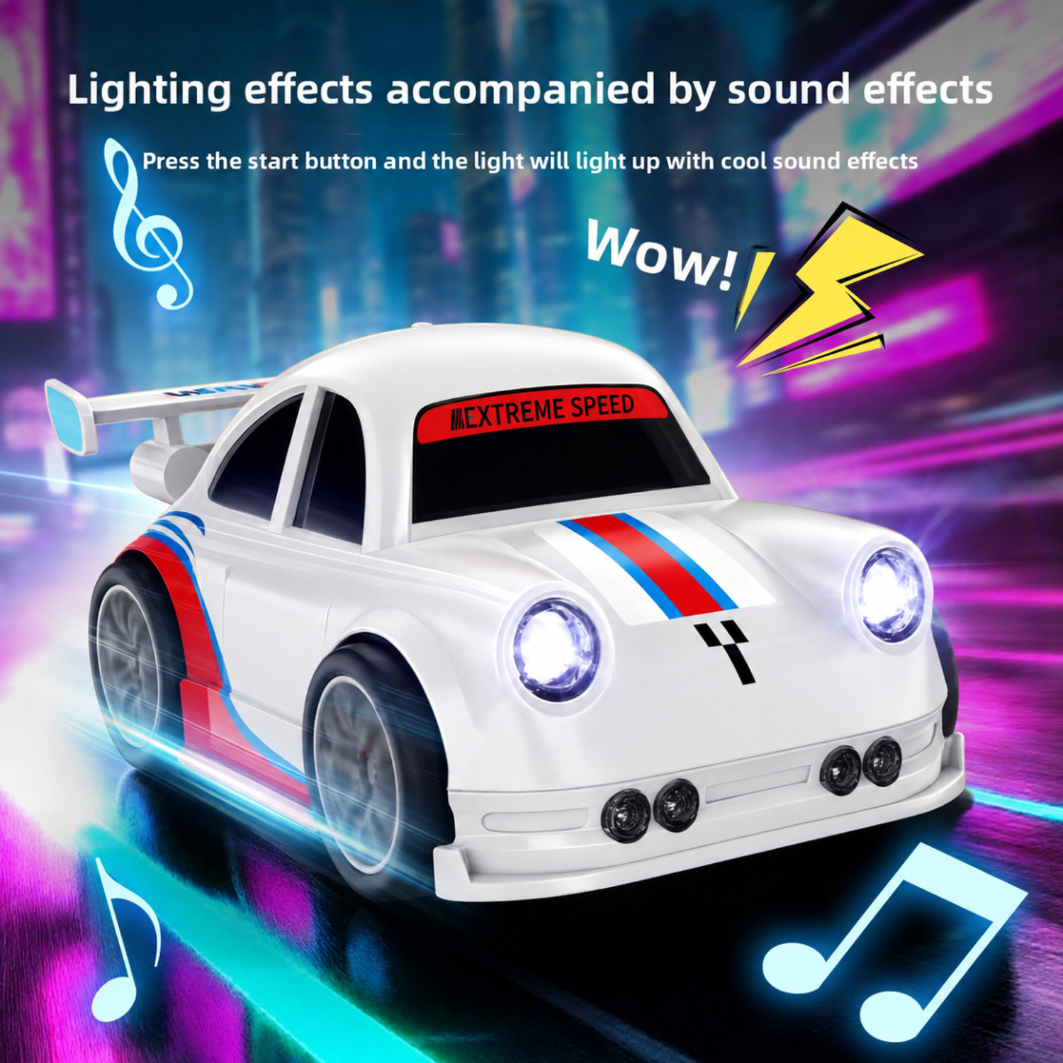 Image of yuvika RC Drift Smart Sensor Drift Car with Led Lights & Music for kids (Black, White)