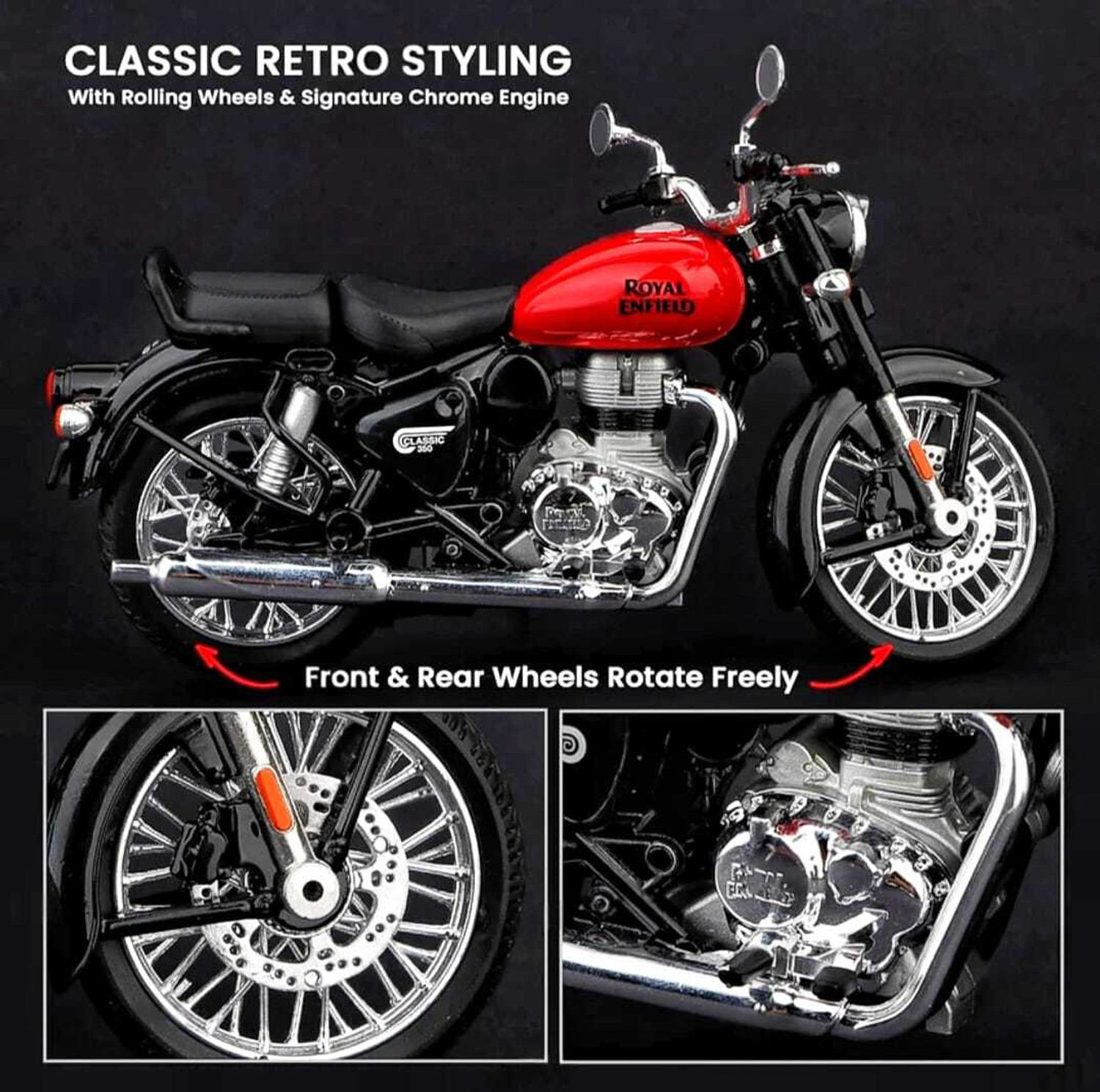 Image of KRISHIVALAYA 1:15 ROYAL ENFIELD CLASSIC 350 BIKE TOY
