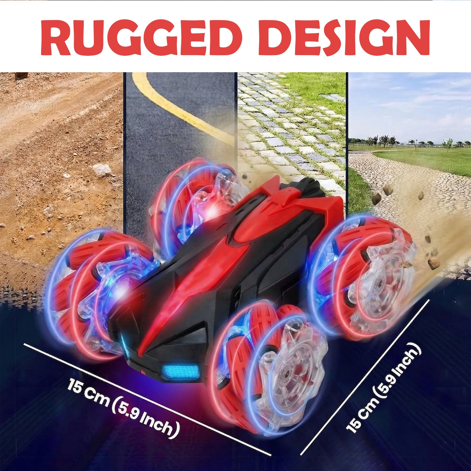 Image of ZUNBELLA 4WD Double Sided RC Smoke Stunt Drift Toy Car 360 Rotation Drift Toy For Kids
