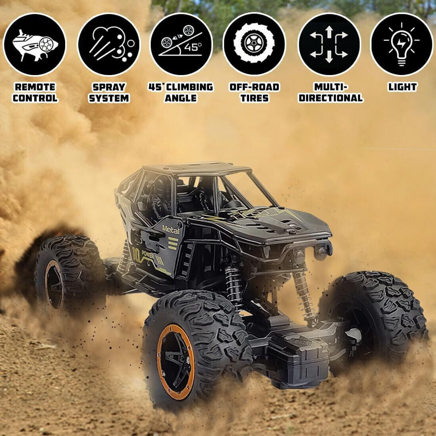 Image of Wembley RC car with Mist Smoke Spray Function and Off-Road Truck Rock Car Toy for kids