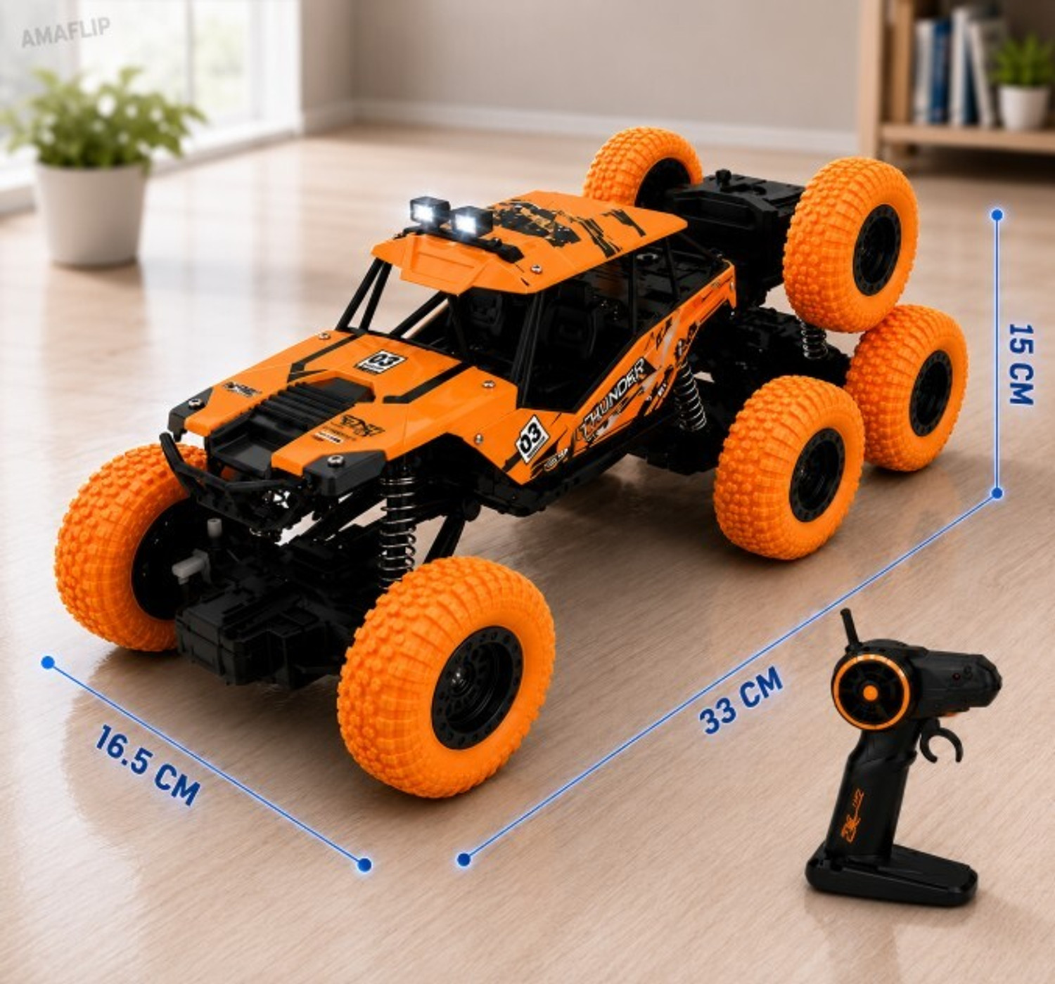 Image of Pepstter 6x6 Off Road RC Rock Crawler Car with Remote, Rechargeable Battery, Big Wheel