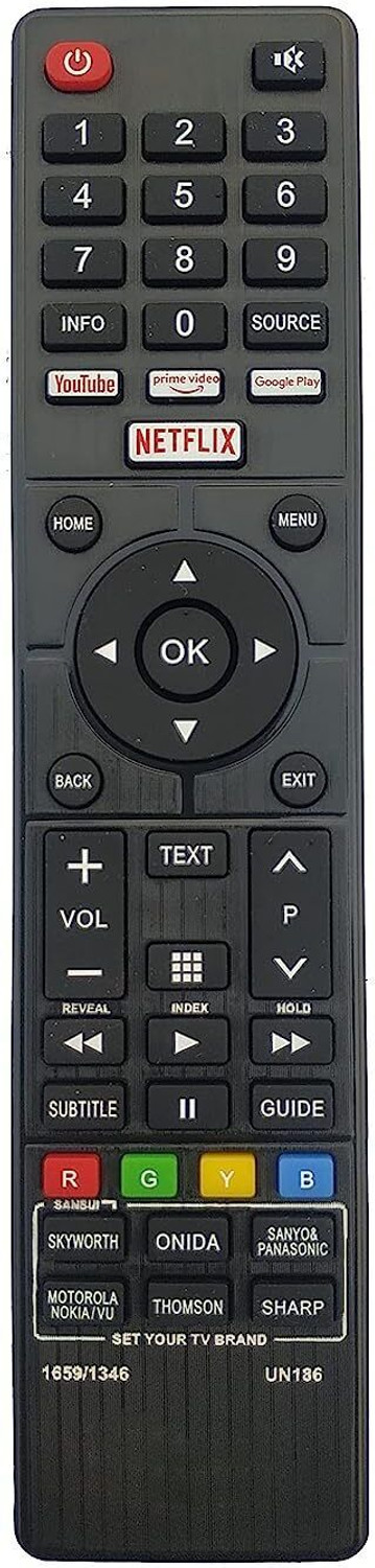 Image of Shyambaba UN186 LED Smart TV Universal Remote Control Compatible for Skyworth Vu Nokia Motorola Thomson Sharp Onida Pana.Sonic Yasin Ecostar Remote Controller