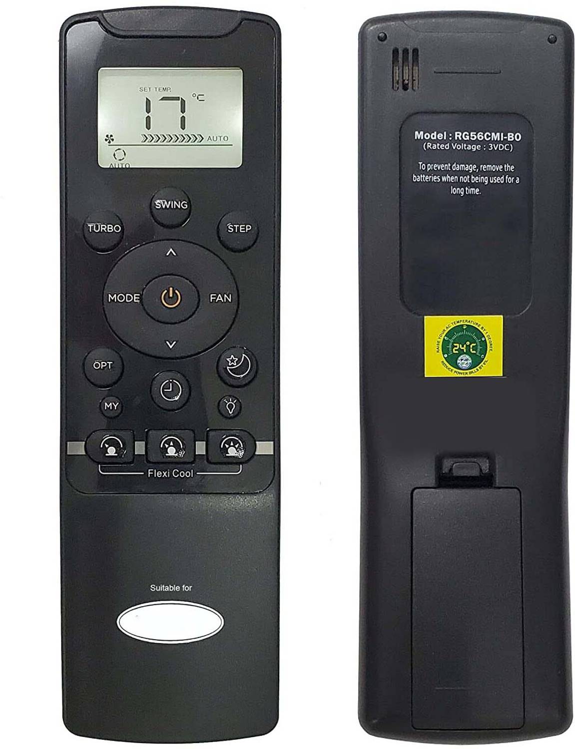 2fortheroad 222065 AC Air Conditioner Compatible (Exactly Same Keys Will Work) CARRIER (Black) Remote Controller