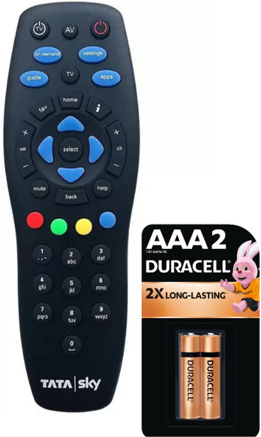 Tata Sky HD Suitable Remote With Duracell AAA Battries Tata Sky H