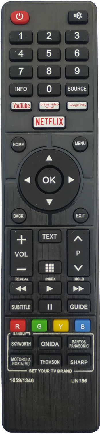 Image of LipiWorld UN186 LED Smart TV Universal Remote Control Compatible For Skyworth Vu Nokia Motorola Thomson Sharp Onida Panasonic Yasin Ecostar Remote Controller
