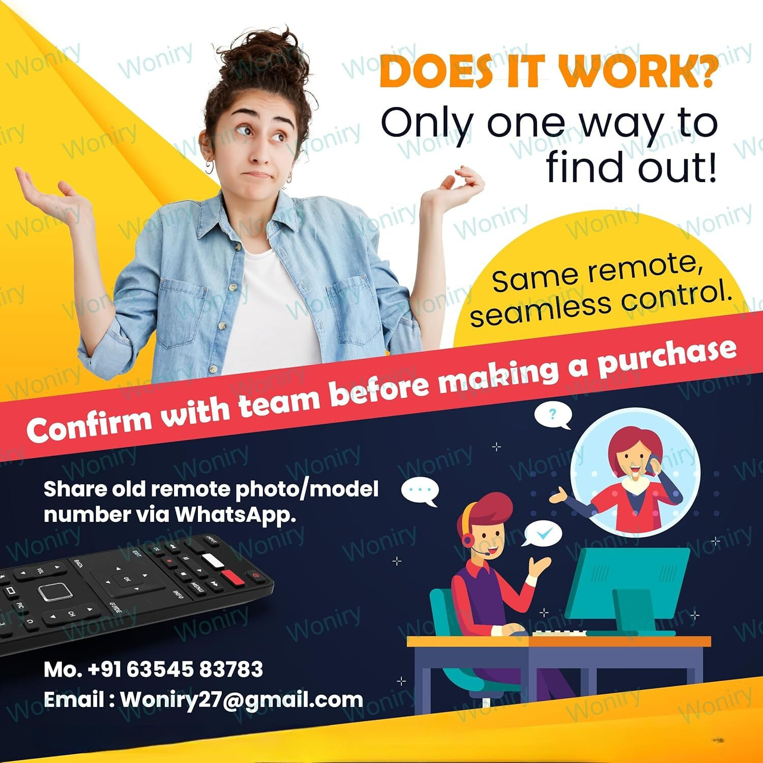 Image of Woniry LCD /LED Remote No. TN648, Compatible for LCD /LED TV Remote Thomson Remote Controller
