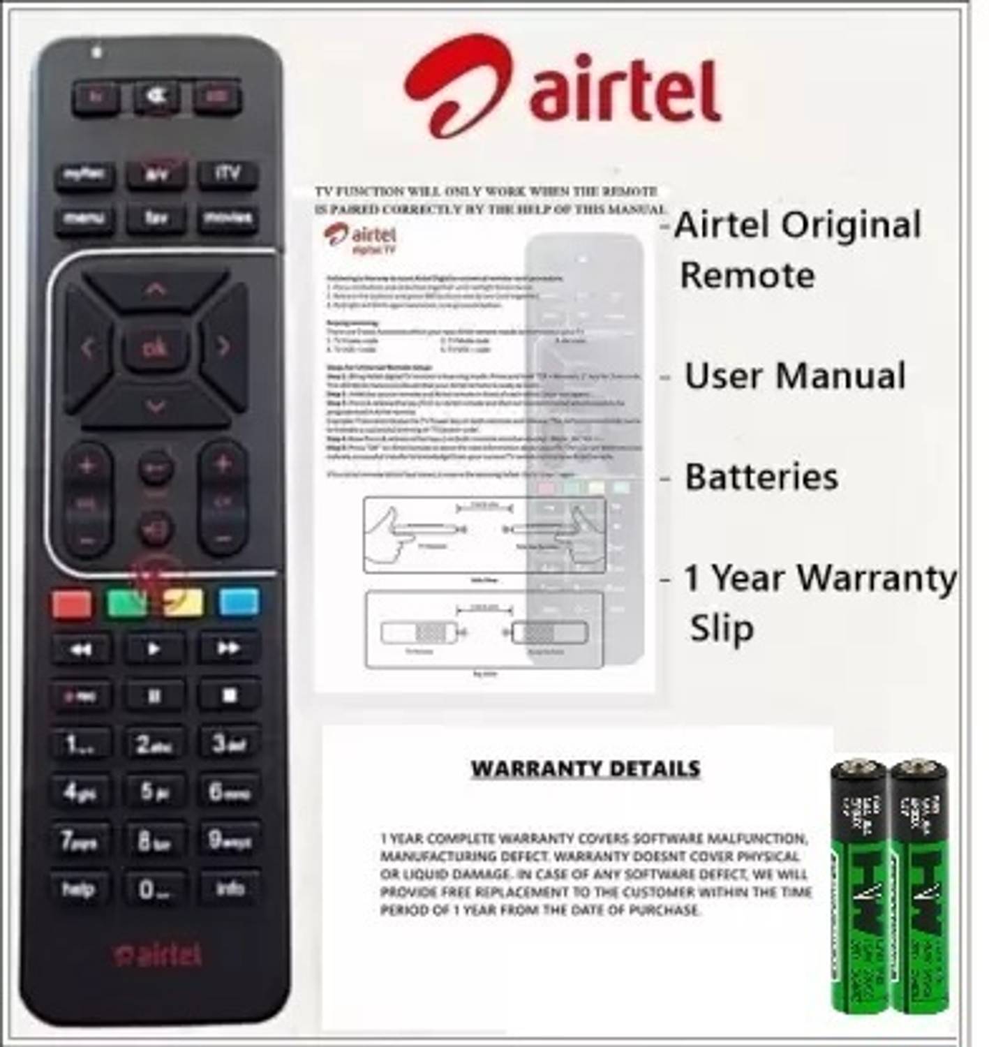 Airtel Universa DigitalTv 100% Genuine HD Recording Universa Airtel DTH Remote Controller
