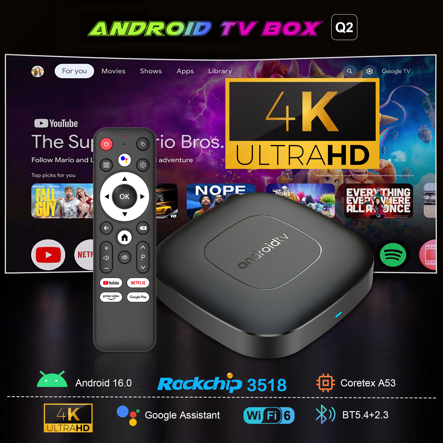 Image of MOOZMOB Smart Android TV Box 4K HD Android TV Box, 4GB RAM, 32GB, WiFi Support, HDR, Smart TV Stick OTT Box All TVs (Enabled with HDMI Port) Remote Controller