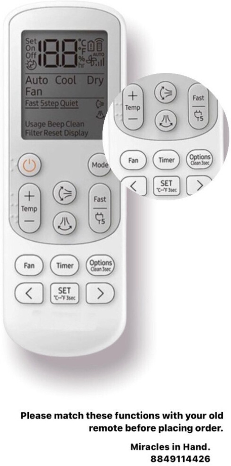 Image of miracles in hand MIH144B AC REMOTE COMPATIBLE SAMSUNG Remote Controller